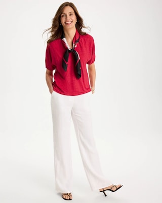 Linen Ruched V-Neck Tee click to view larger image.