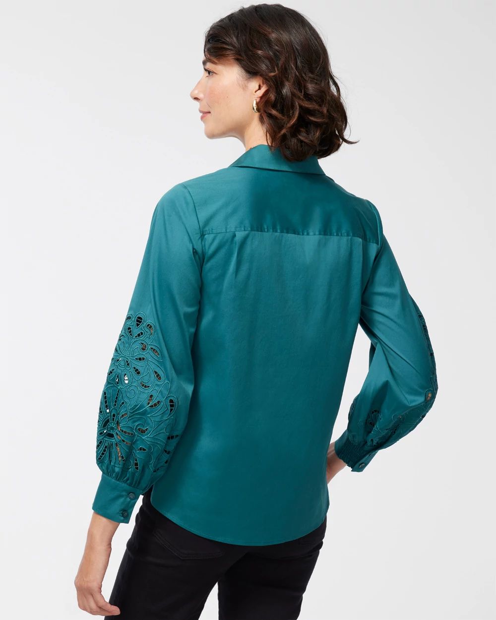Poplin Embroidered Cutwork Shirt