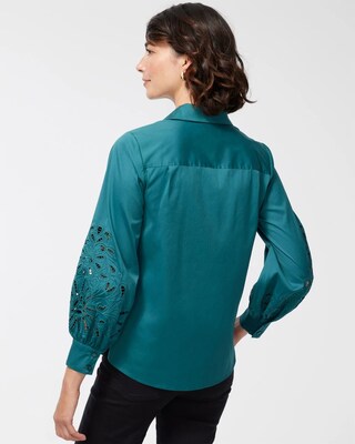 Poplin Embroidered Cutwork Shirt