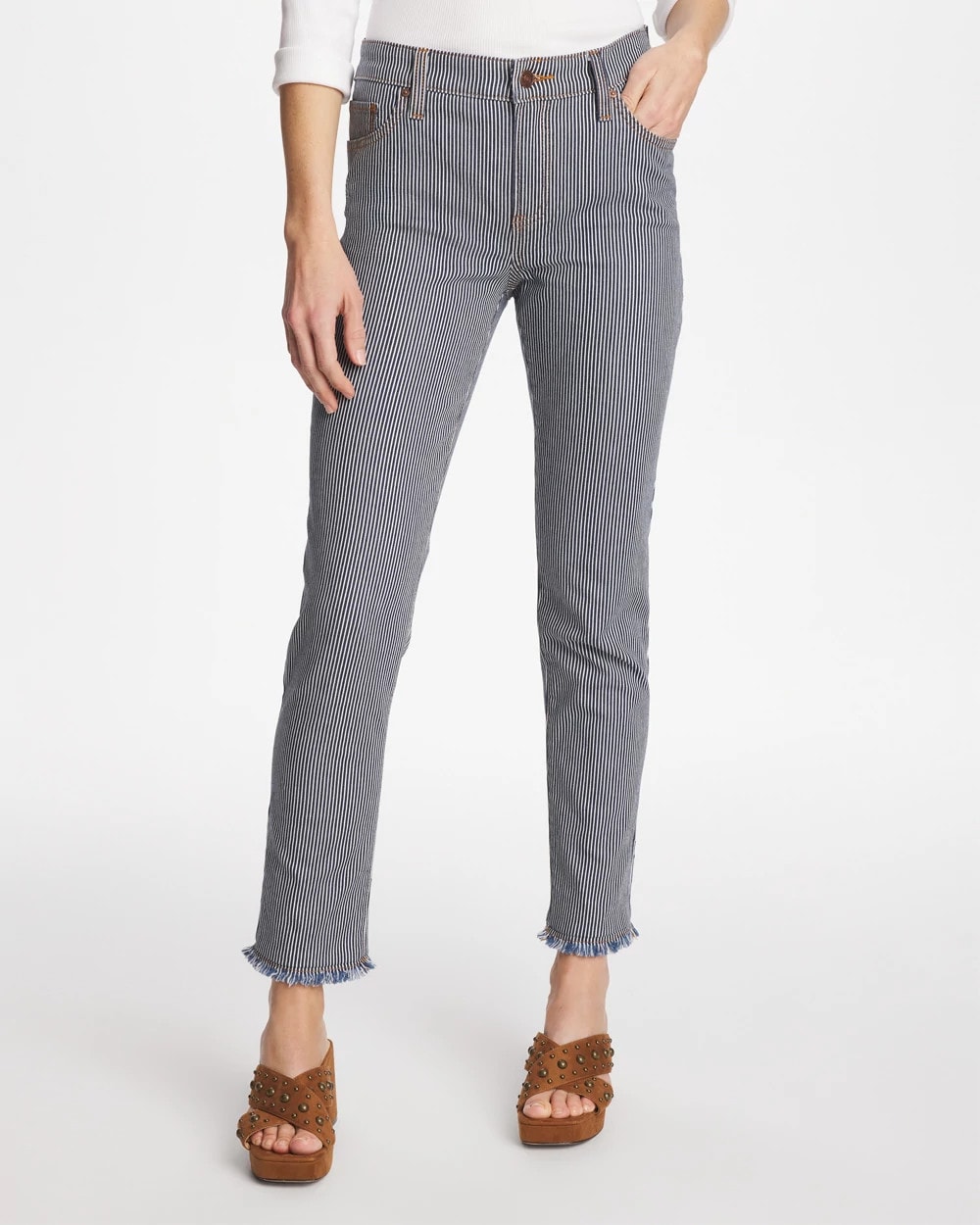 Pinnacle Stripe Girlfriend Ankle Jeans