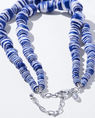 Navy Raffia Multistrand Necklace