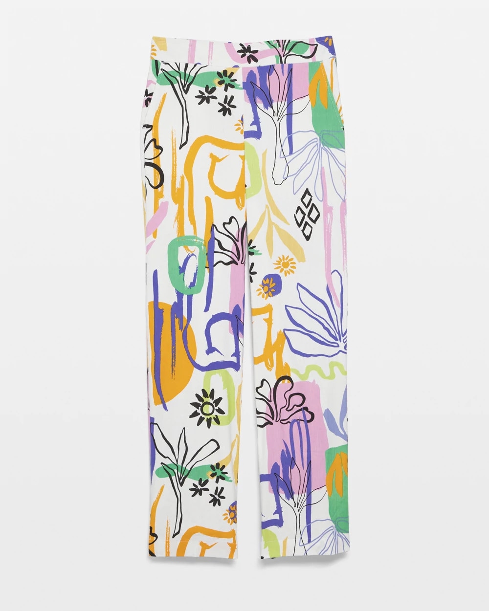 Linen Blend Surreal Print Pants
