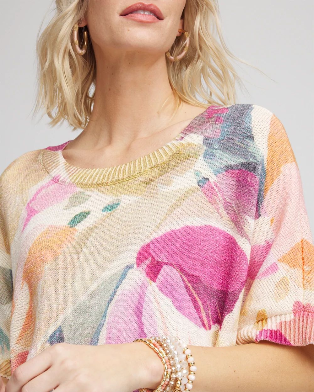Crewneck Floral Poncho