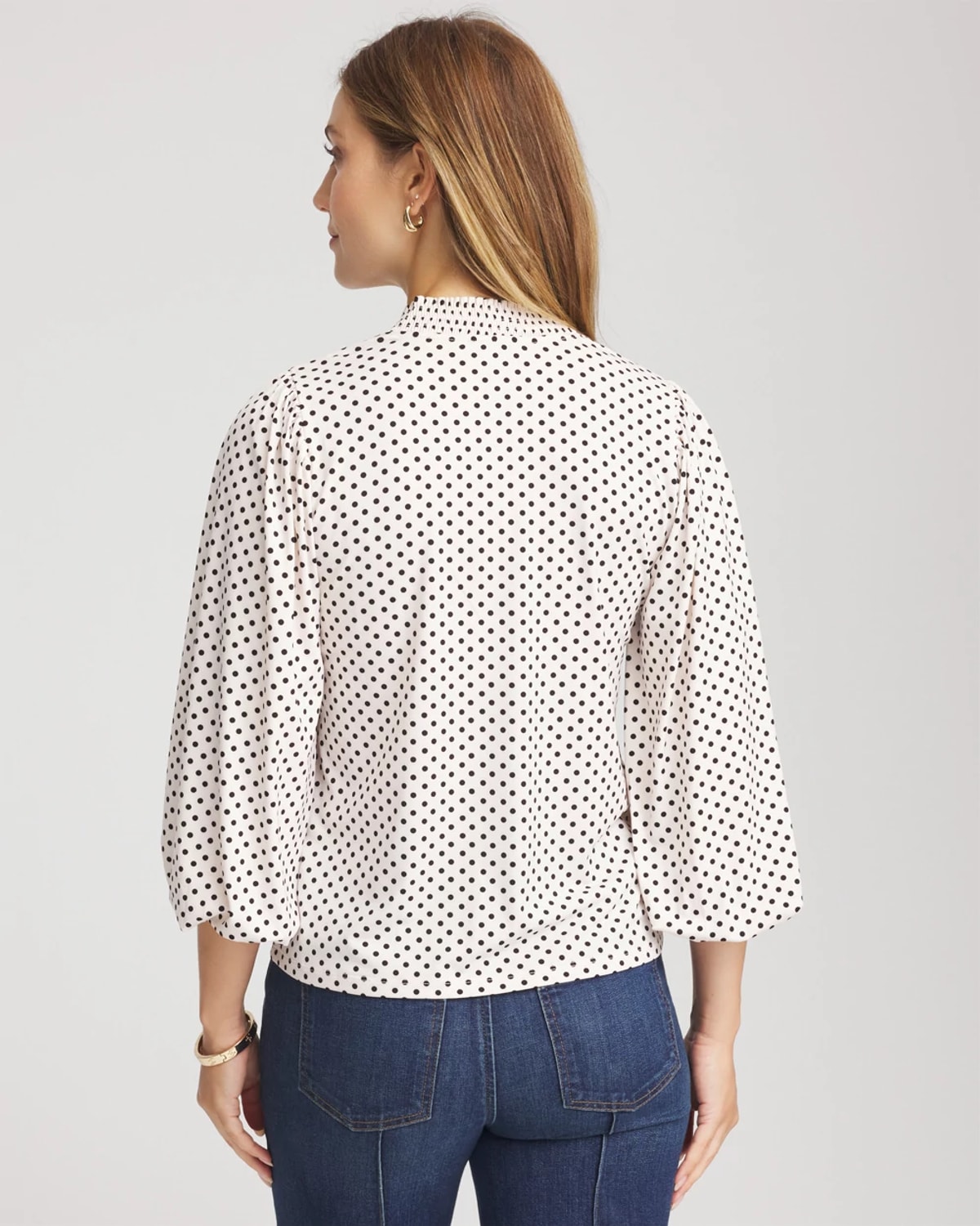 Chico's Bubble-sleeve Smocked Top In Cream