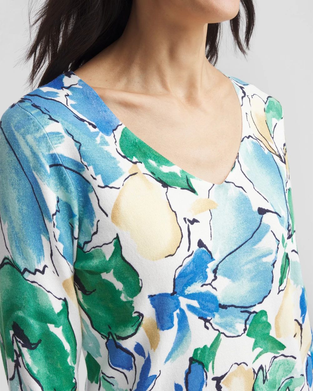V-Neck Printed Pullover