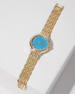 Gold Tone and Turquoise Watch