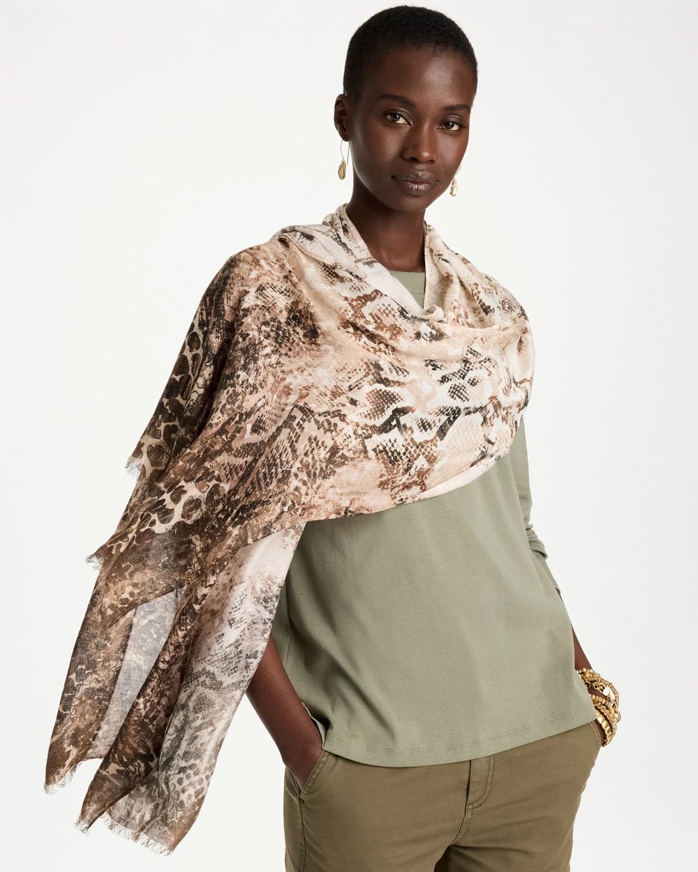 Python Printed Oblong Scarf click to view larger image.