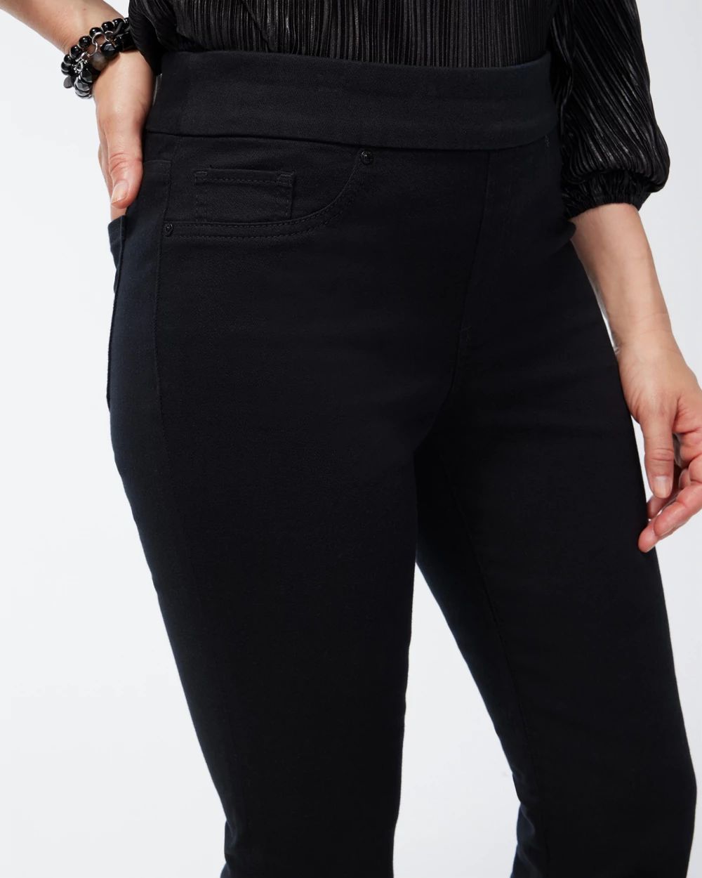 Black Pull-on Bootcut Jeggings click to view larger image.