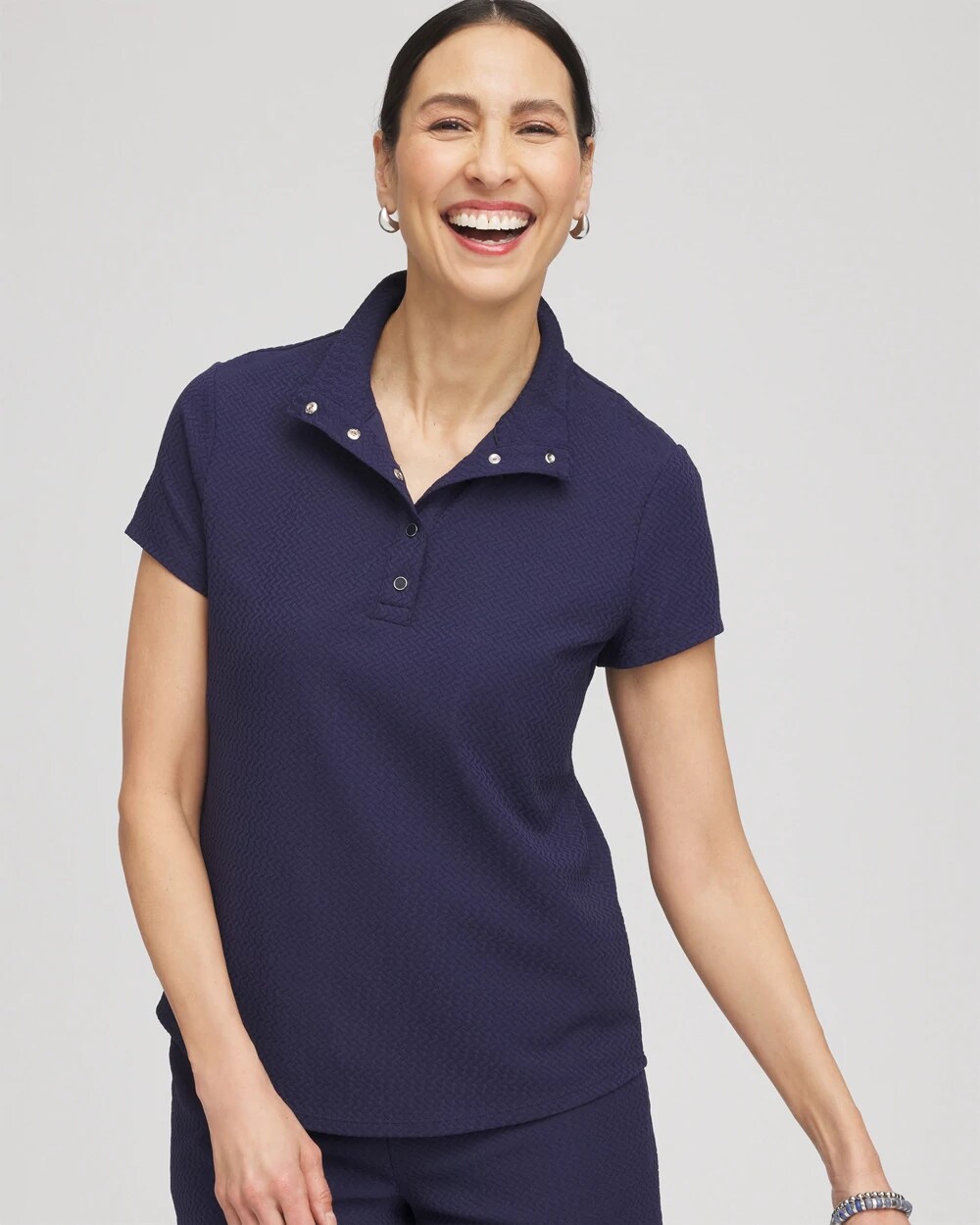 Zenergy® UPF Jacquard Textured Collared Tee