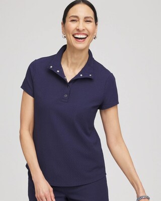 Zenergy® UPF Jacquard Textured Collared Tee