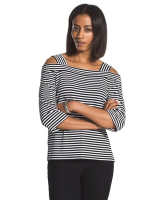 Knit Kit Slender Stripe Cold-Shoulder Top
