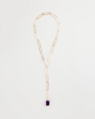 Amethyst Stone Link Chain Necklace