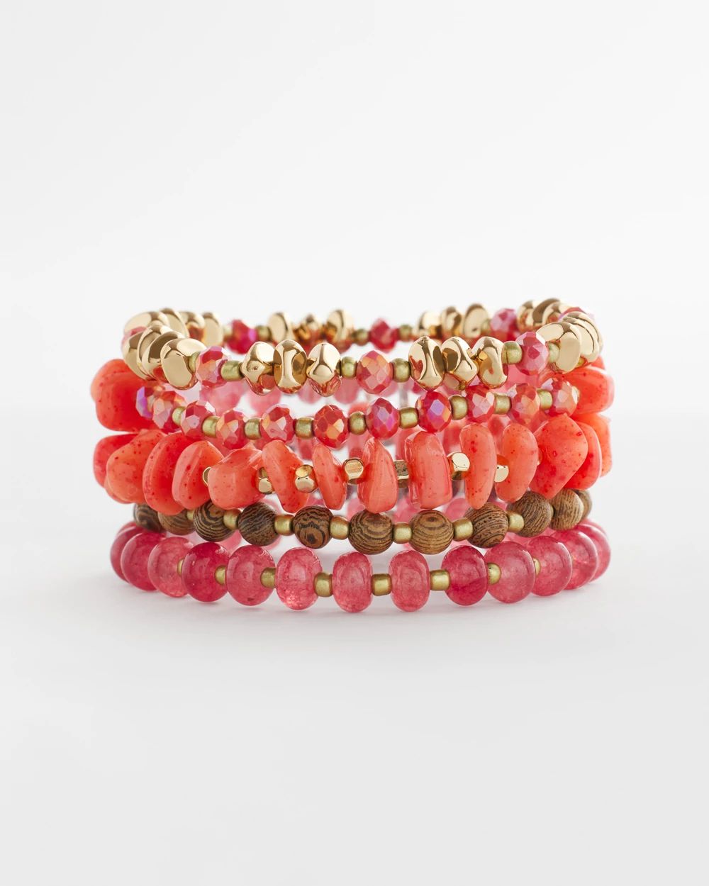 Stretch Set of Five Beaded Bracelets