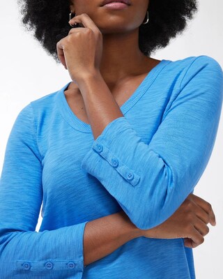 3/4 Sleeve Rib Detail Slub Tee