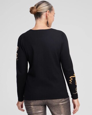 Abstract Print Eyelash Pullover Sweater