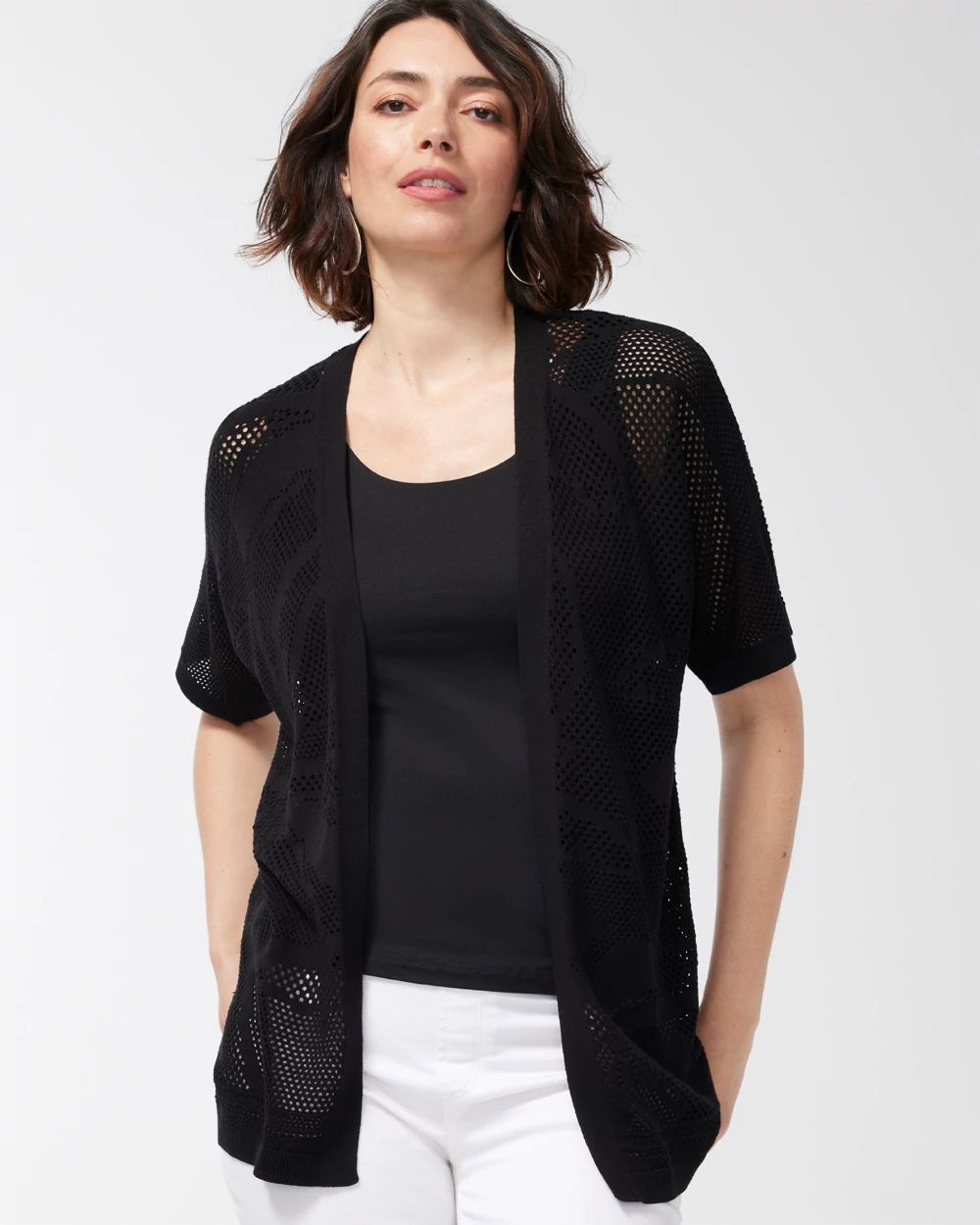Palm Print Lace Cardigan