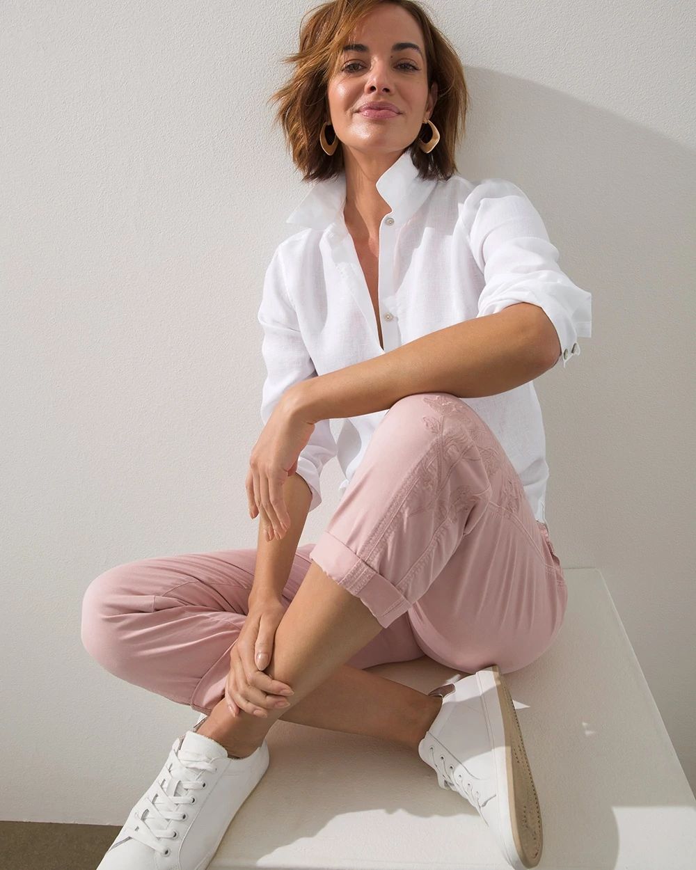 Charmed Twill Embroidered Ankle Pants