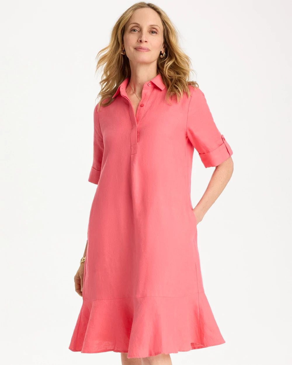 Linen Flounce Bonnie Dress