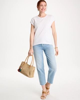 Cotton Slub Embroidered Wedge Tee click to view larger image.