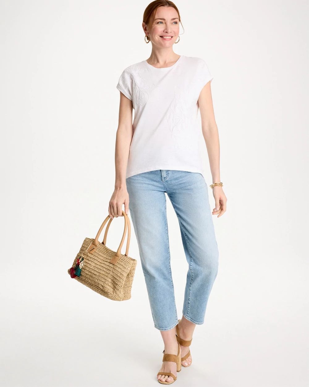 Cotton Slub Embroidered Wedge Tee click to view larger image.