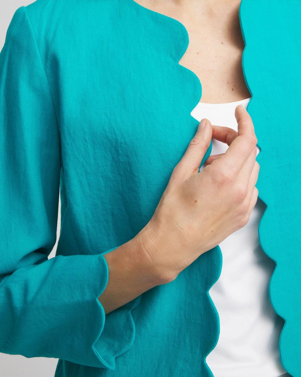 Linen Scallop-Edged Jacket