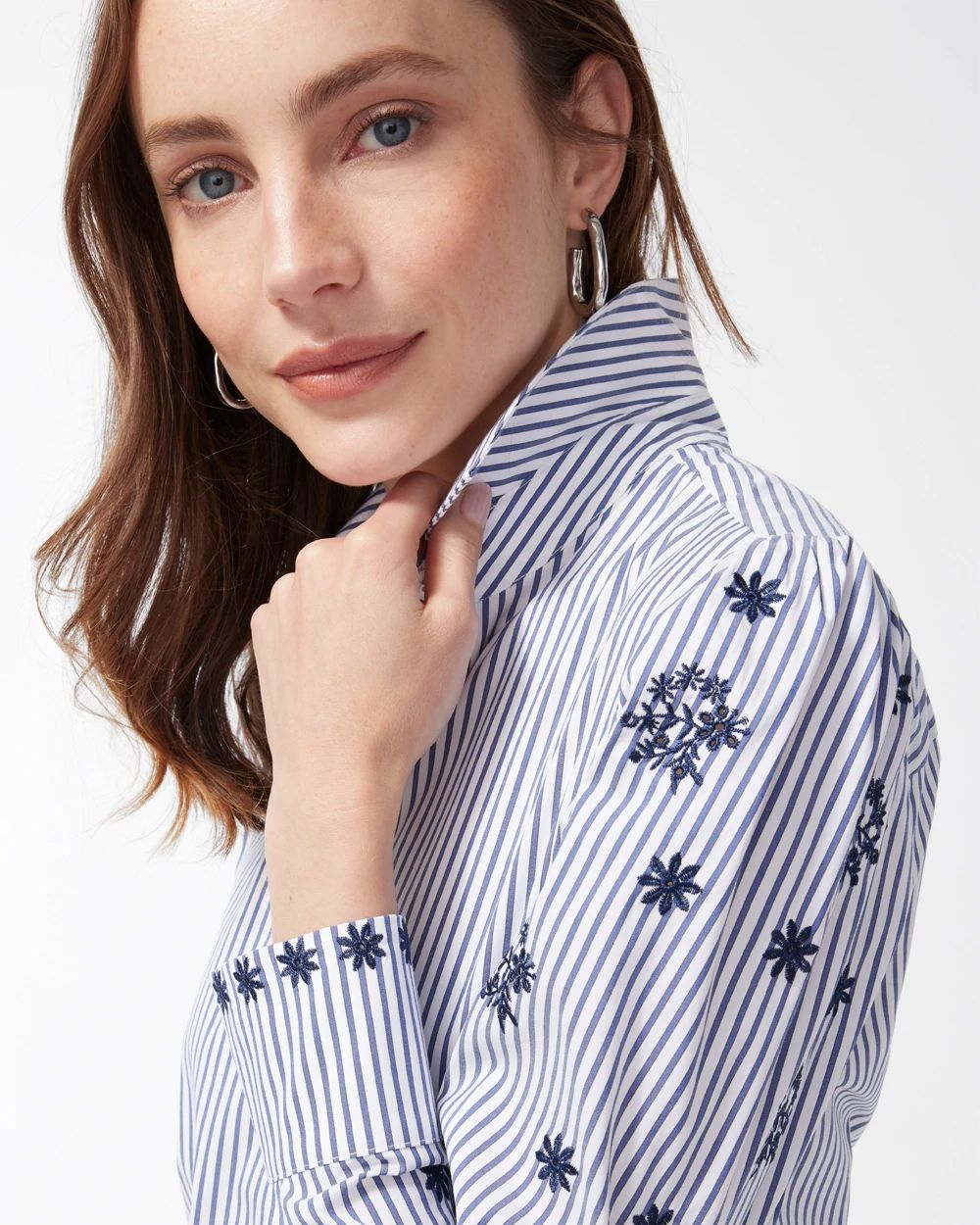 Poplin Embellished Sleeve Shirt