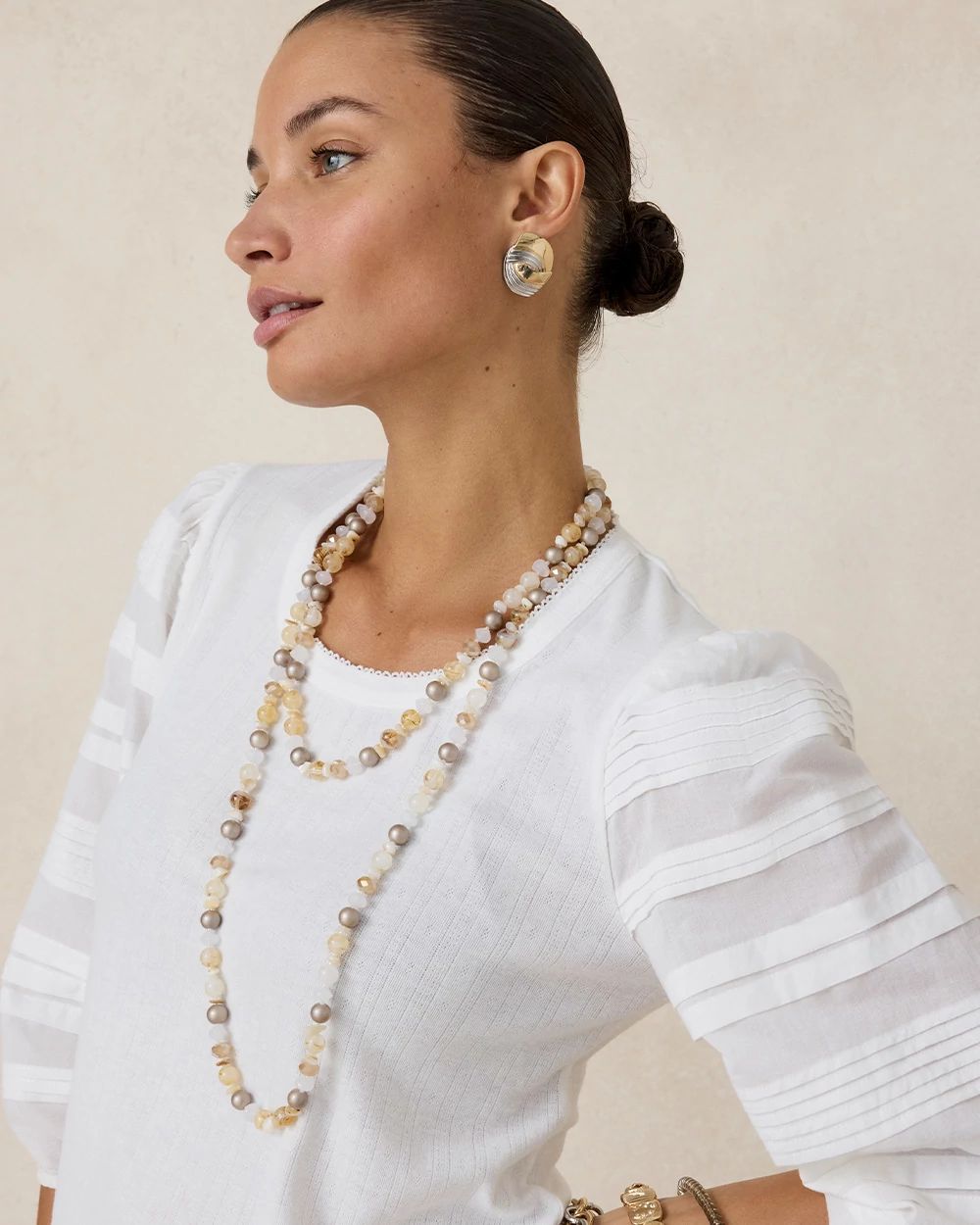 Pintuck Puff Sleeve Tee