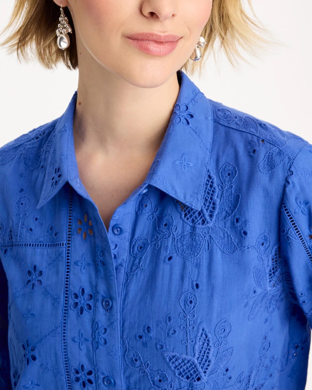 Embroidered Trapunto-Trim Tunic