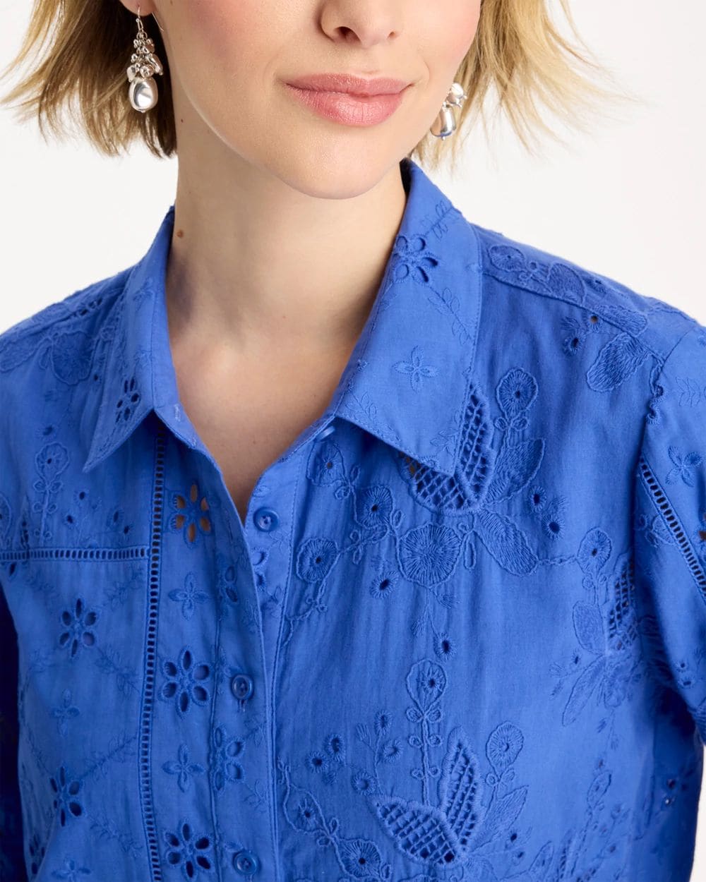 Embroidered Trapunto-Trim Tunic