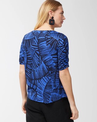 Linen Palms Ruched Sleeve Tee