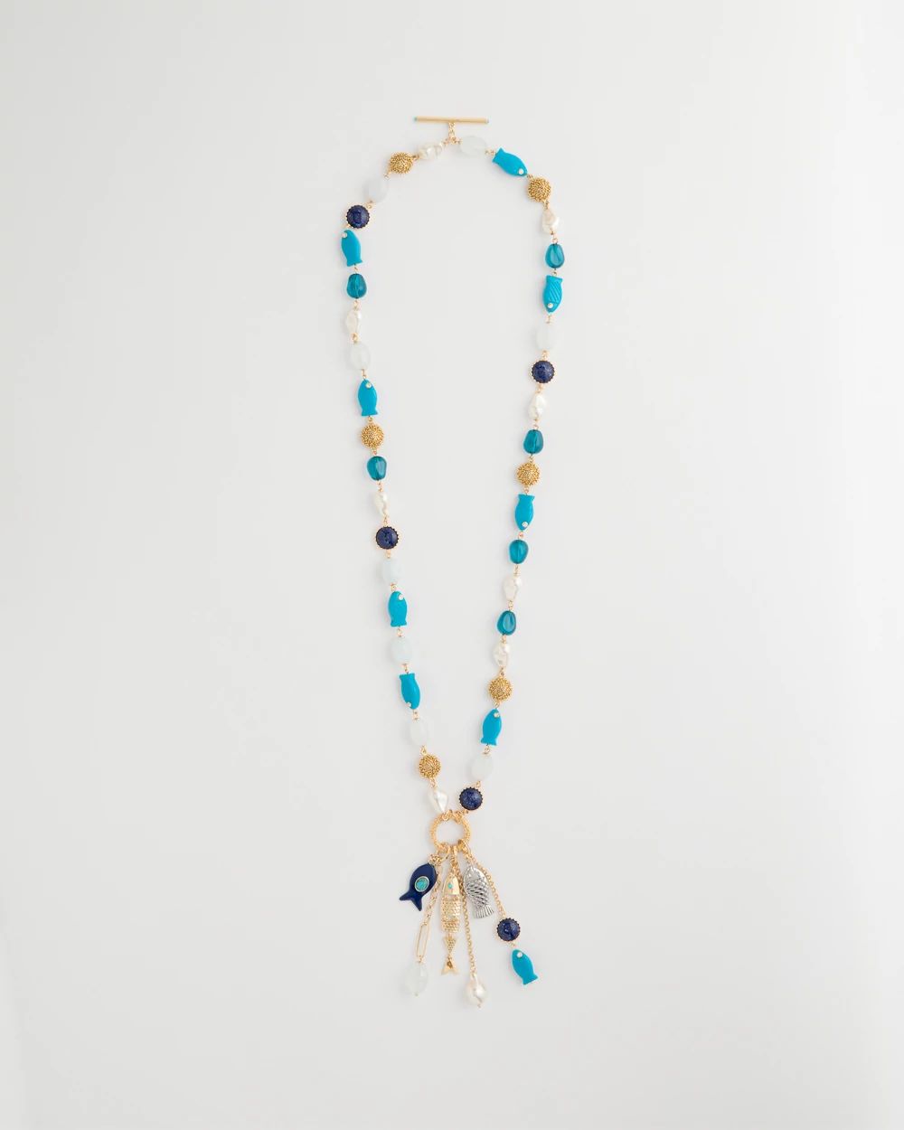 Convertible Turquoise Fish Charm Necklace