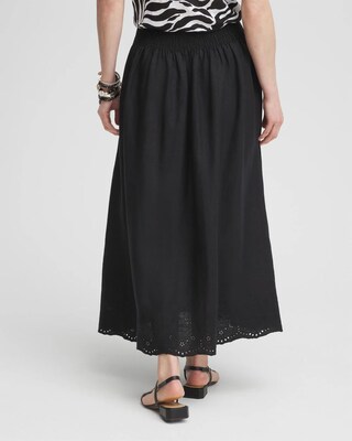 Linen Embroidered Scallop Hem Skirt click to view larger image.