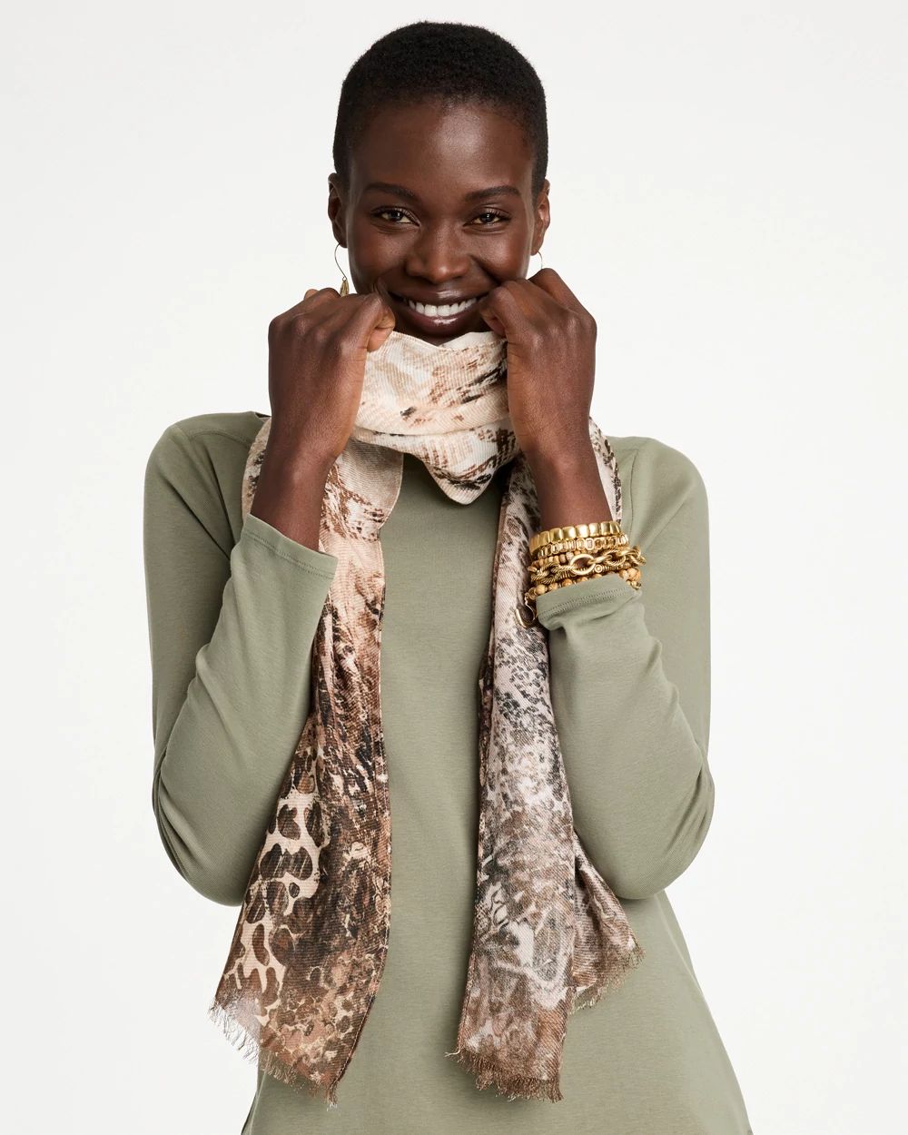 Python Printed Oblong Scarf click to view larger image.