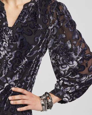 Velvet Blouson Sleeve Blouse click to view larger image.