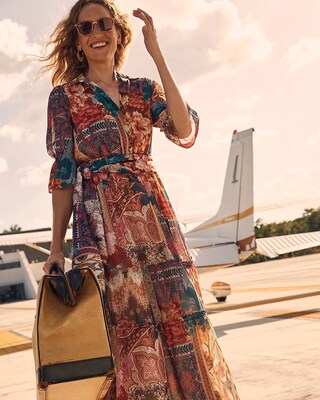 Tapestry Print Tiered Ruffle Dress