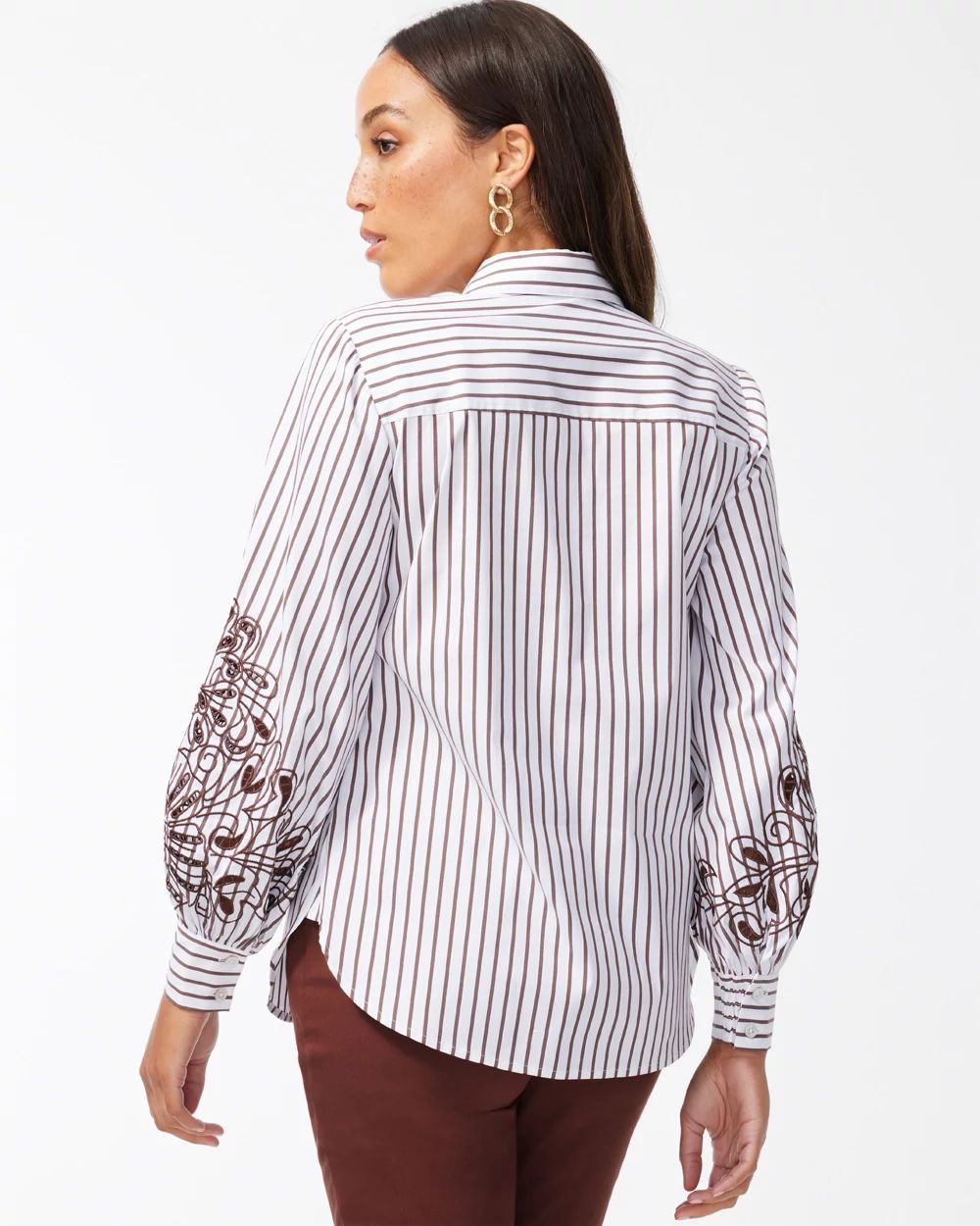 Poplin Stripe Embellished Shirt