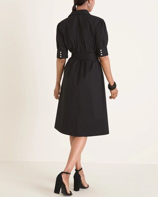 Solid Tie-Waist Shirt Dress