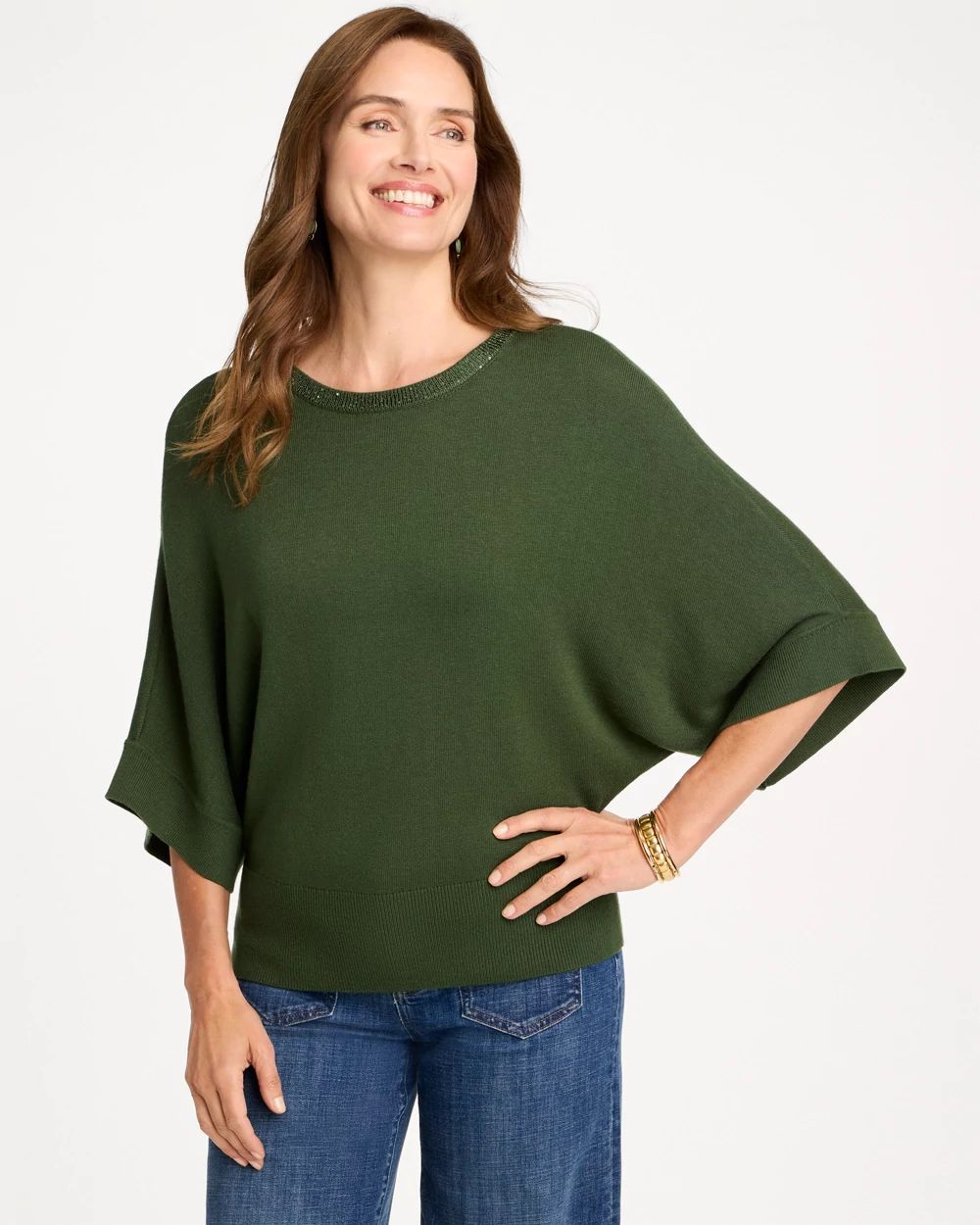 Sequined Cape Sleeve Pullover