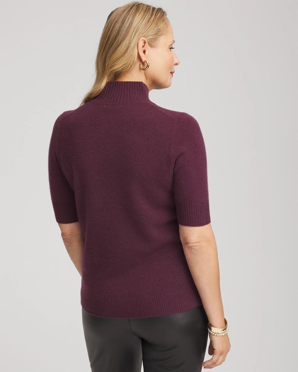 Cashmere Elbow-Sleeve Sweater click to view larger image.