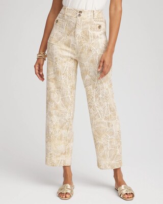 Printed Cropped Straight-Leg Pants click to view larger image.