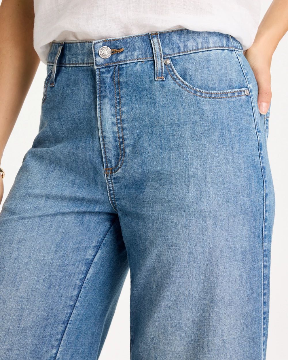 Lightweight Wide-Leg Capri Jeans