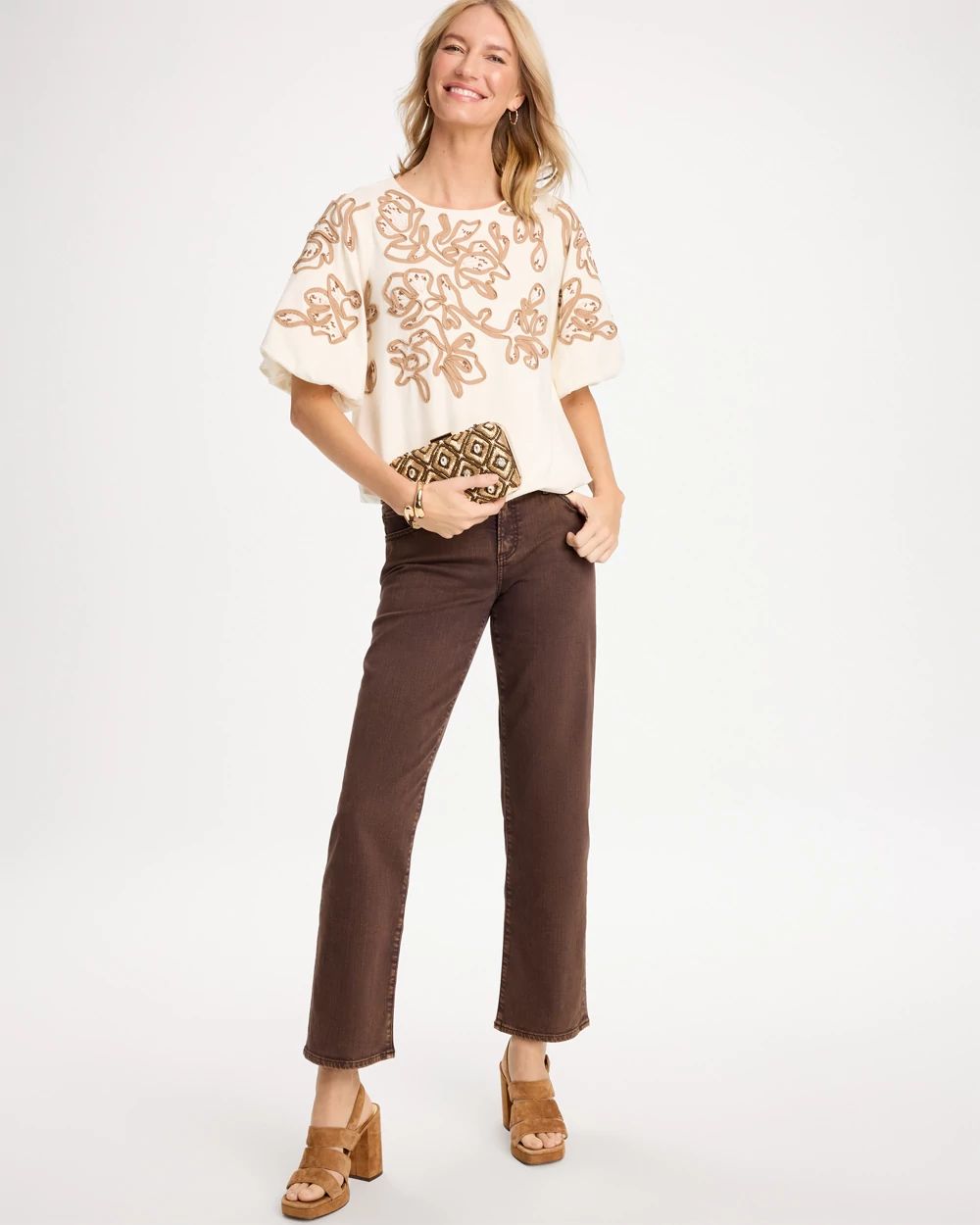 Soutache Soft-Stretch Bubble Hem Top click to view larger image.