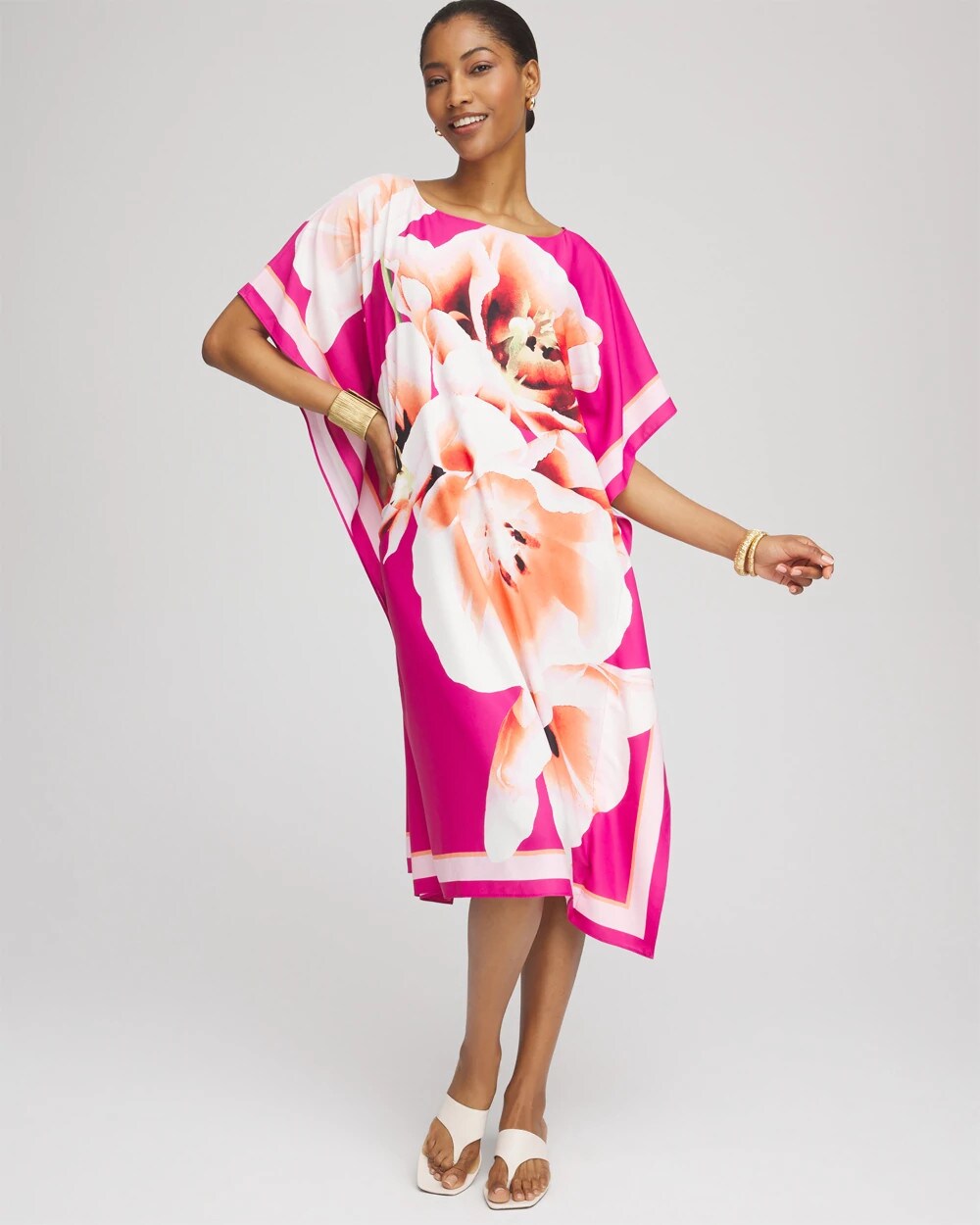Floral Silky Kaftan Dress
