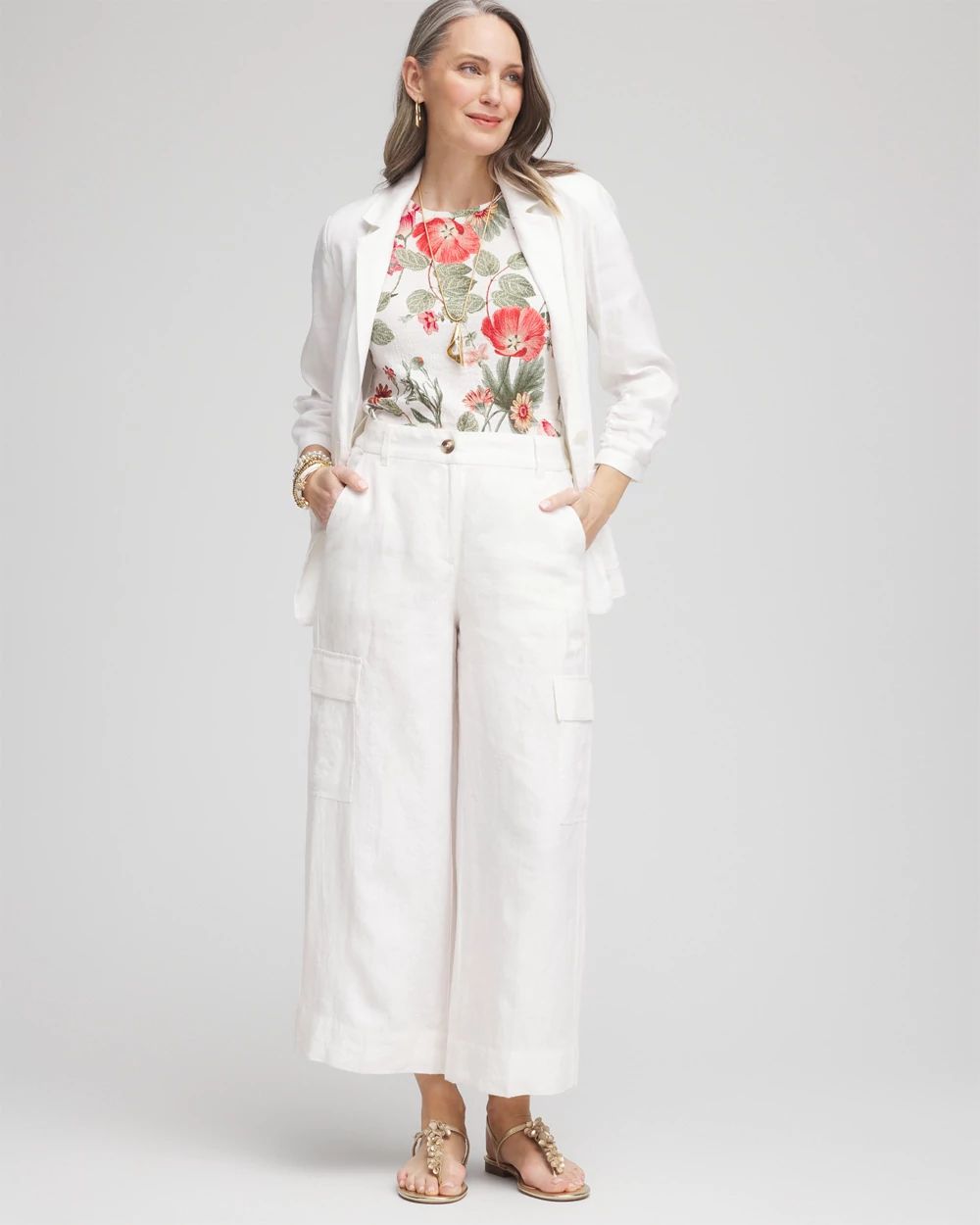 Floral Textured Cap Sleeve Tee