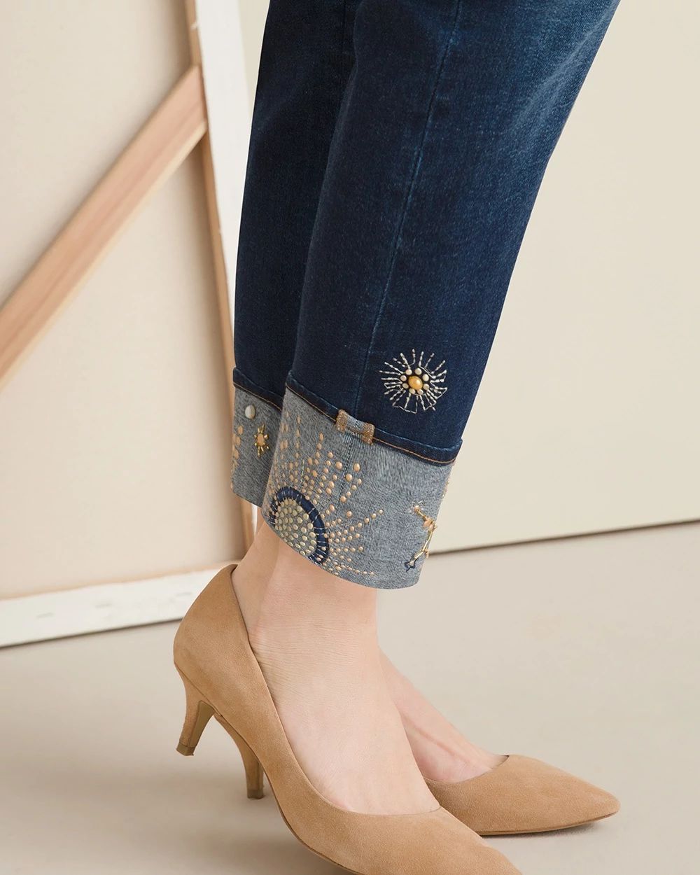 Embellished Pull-On Ankle Jeggings