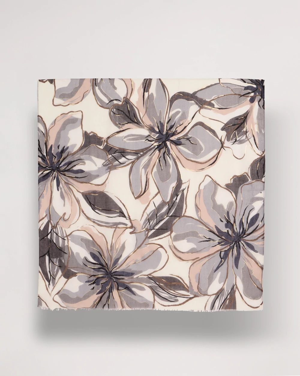 Foiled Floral Oblong Scarf click to view larger image.