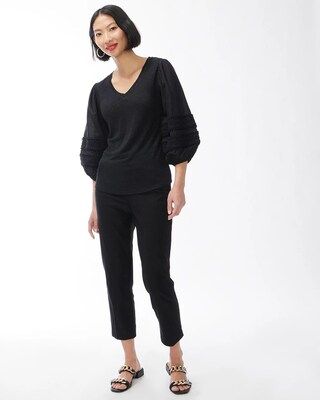 Linen Pom Sleeve Tee