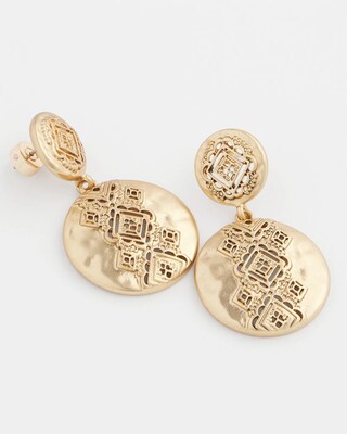 No Droop® Gold-Tone Medallion Earrings click to view larger image.