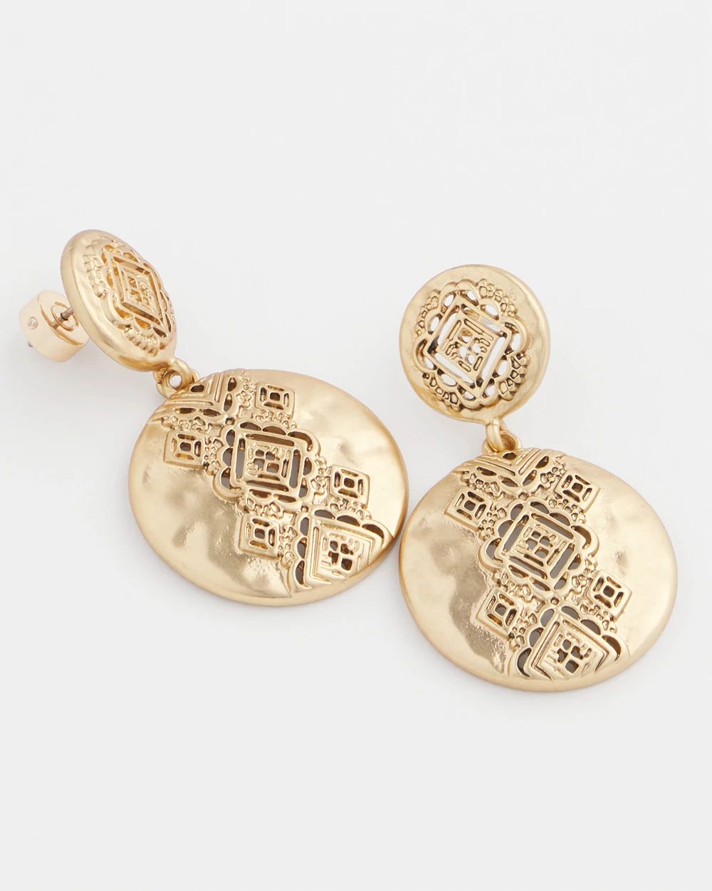 No Droop® Gold-Tone Medallion Earrings click to view larger image.