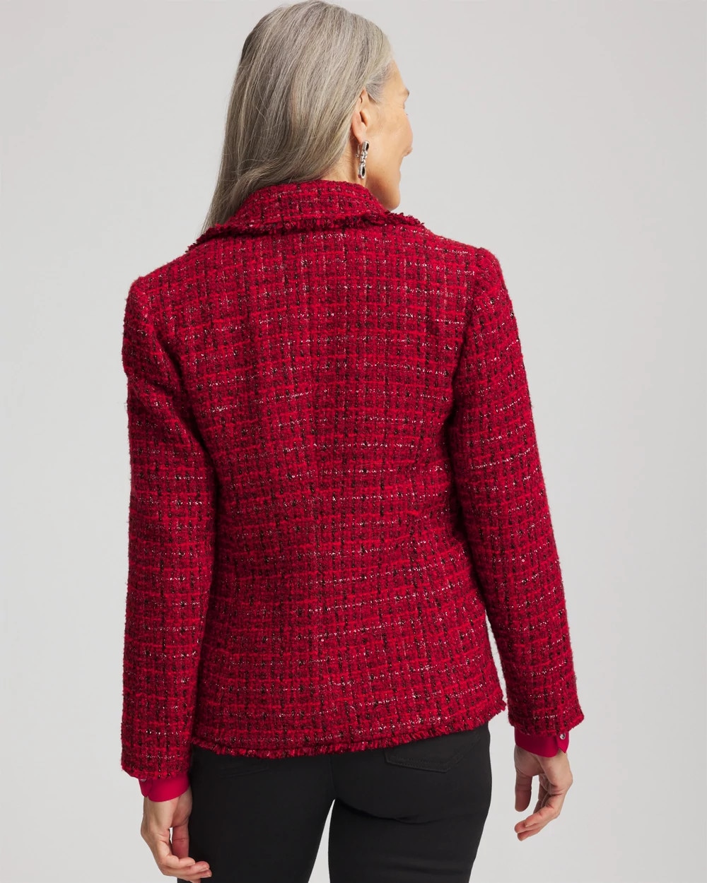 Red Tweed Sequins Blazer